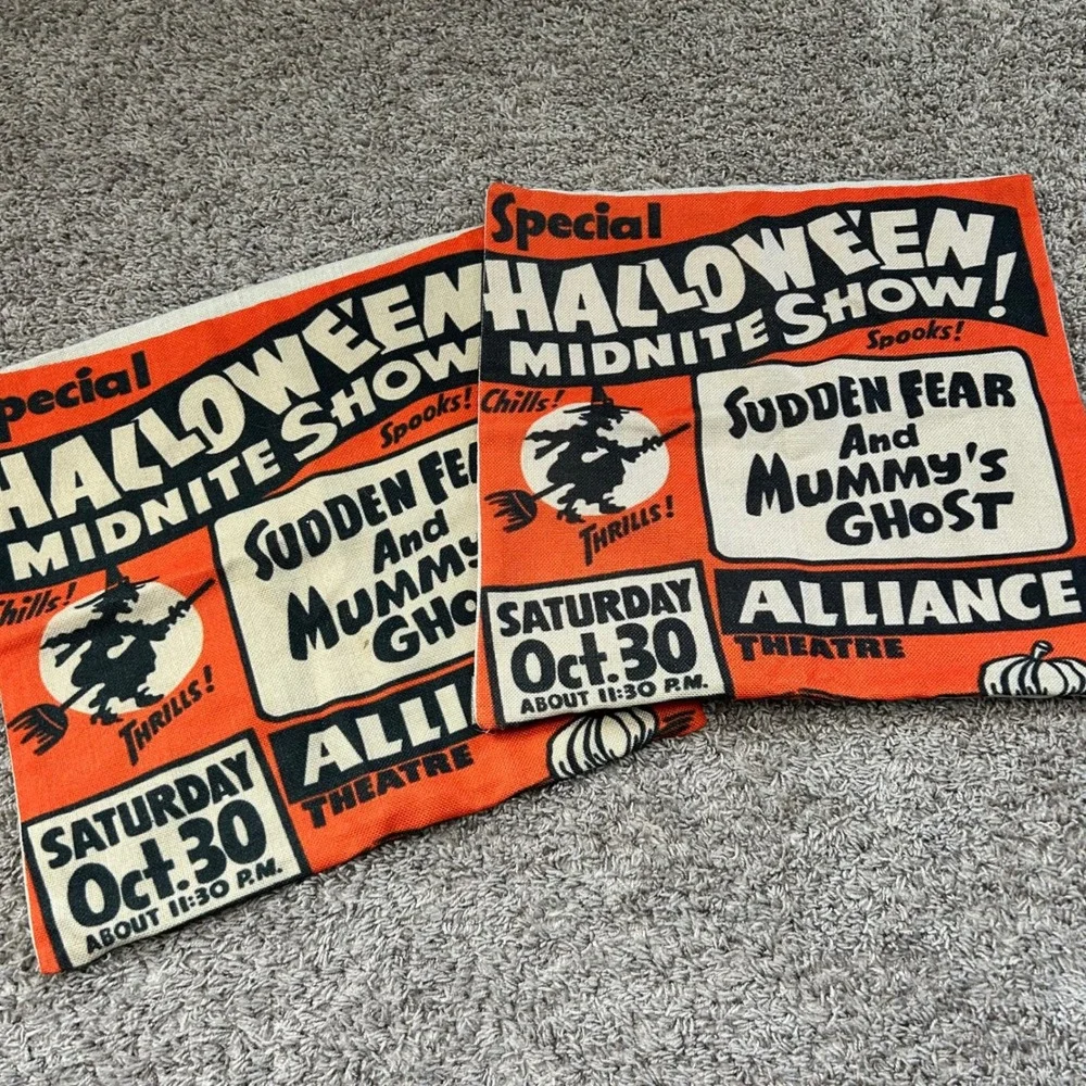 Halloween Show Pillow Covers‎ Orange Black Witch Mummy Ghost Spooky Set
